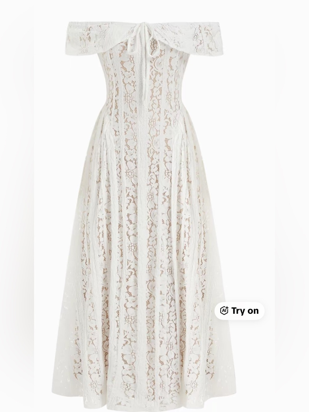 Cider White Strapless Lace Maxi Dress